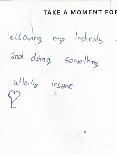 anonymous Following my instincts and doing something utterly insane.